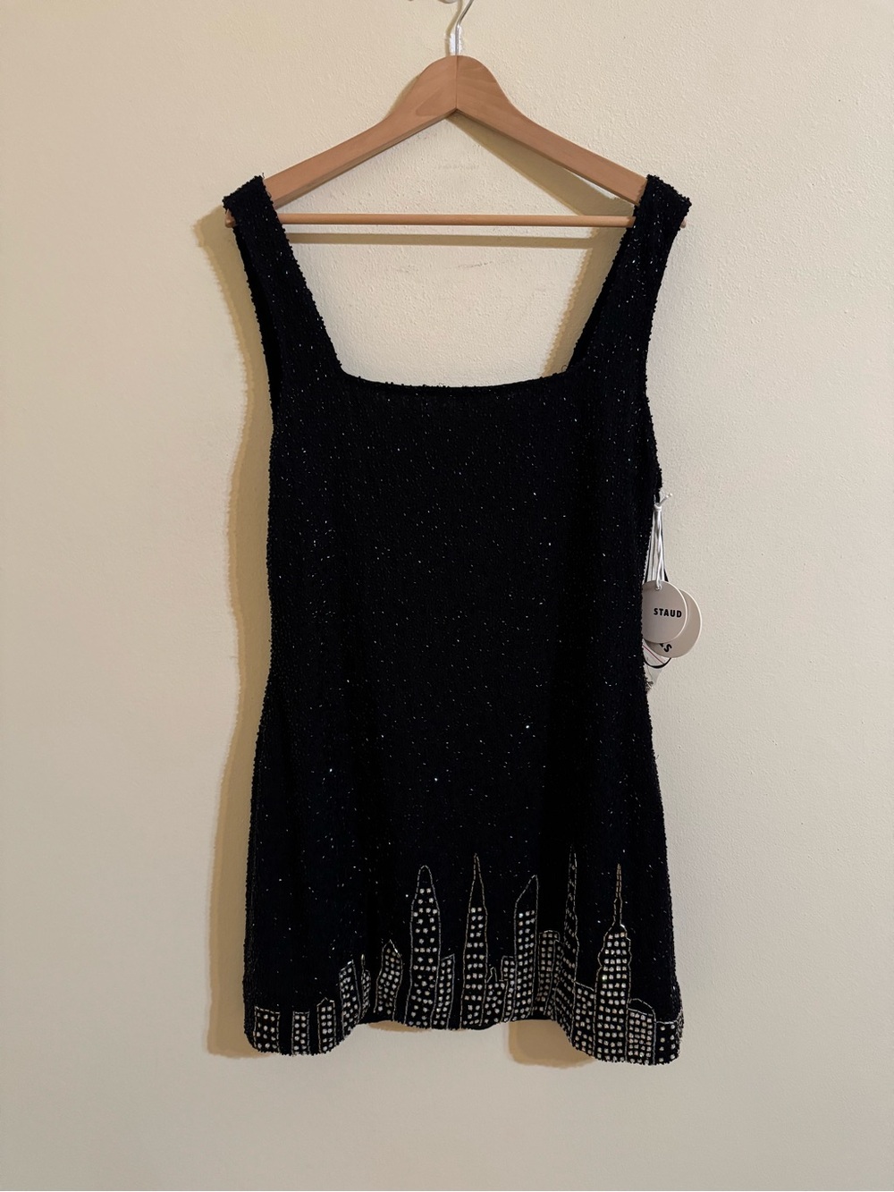 Staud Le Sable New NYC Skyline Mini Dress Black Size XL